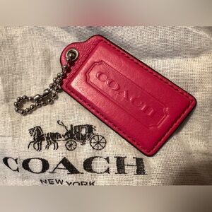 Coach Pink Large Leather Hang Tag - EUC